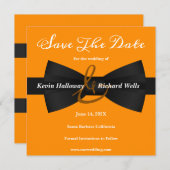 Chic Black Stropdas Gay Wedding Save the Date (Voorkant / Achterkant)