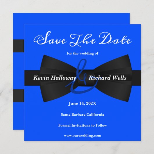 Chic Black Stropdas Gay Wedding Save the Date (Voorkant / Achterkant)