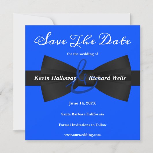 Chic Black Stropdas Gay Wedding Save the Date (Voorkant)