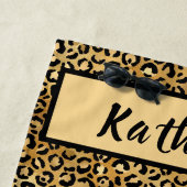 Chic Black Tan Gold-luipaard op maat Strandlaken (In situ)