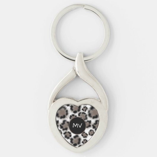 Chic Black Taupe Leopard Print  Sleutelhanger (Voorkant)