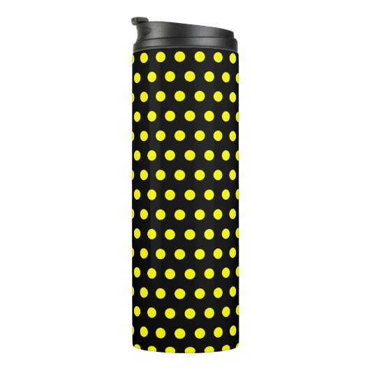 Chic Black Thermal Tumbler met Geel Dot Patroon Thermosbeker (Geroteerd rechts)