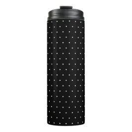 Chic Black Thermal Tumbler with White Dot Pattern Thermosbeker