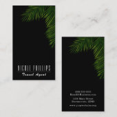 Chic Black Tropical Green Palm Tree Leaf Visitekaartje (Voorkant / Achterkant)
