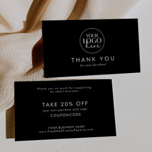 Chic Black Typography Business Logo Bedankt Kortingskaartje