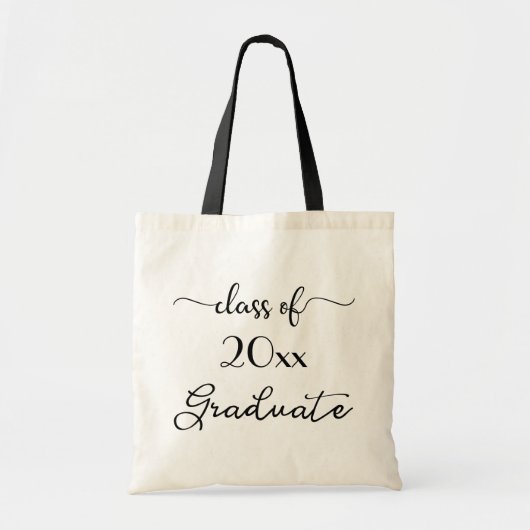 Chic Black Typography Class of 2023 Afstuderen Tote Bag (Voorkant)