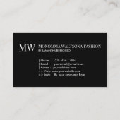 Chic black typography monogram lettering name visitekaartje (Achterkant)