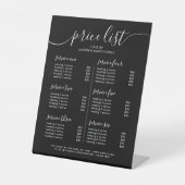 Chic Black Typography Zakelijke Service prijslijst Reclamebord Met Voetstuk (Voorkant)