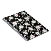 Chic Black Waterverf Floral Pattern Notitieboek (Rechterzijde)