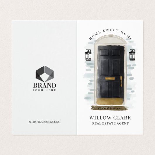 Chic Black Waterverf Front Door Foto's & Diensten Visitekaartje (Buitenkant ongevouwen)