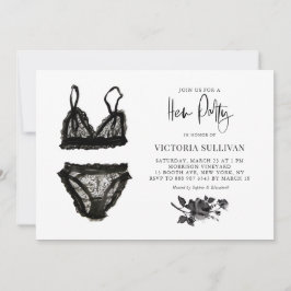 Chic Black Waterverf Lace Lingerie Hen Party Kaart