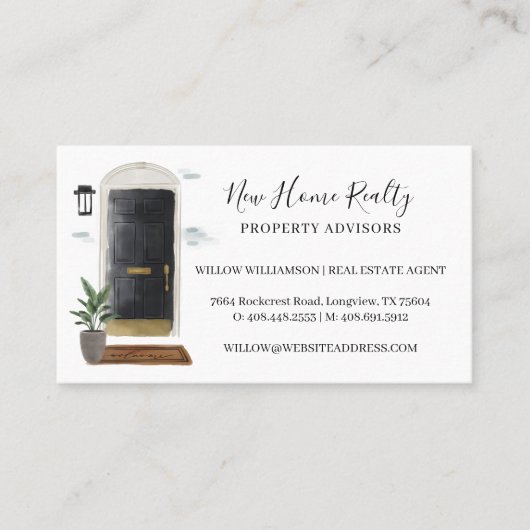 Chic Black Waterverf Voorste deur Visitekaartje (Voorkant)