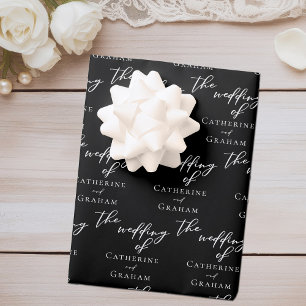 Chic Black Wedding gepersonaliseerd Inpakpapier Vel