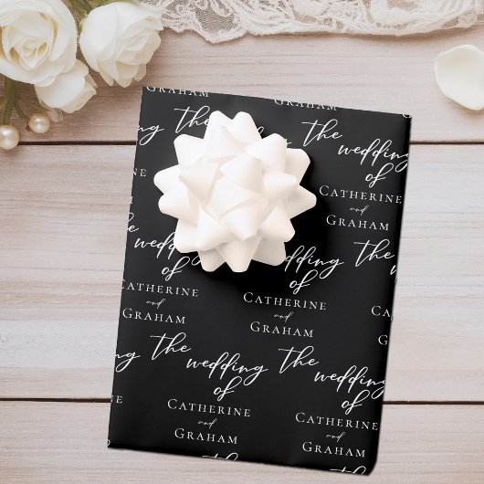 Chic Black Wedding gepersonaliseerd Inpakpapier Vel