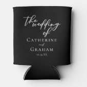 Chic Black Wedding gepersonaliseerde typografie Blikjeskoeler (Voorkant)