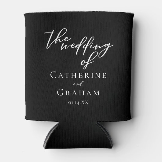Chic Black Wedding gepersonaliseerde typografie Blikjeskoeler (Voorkant)
