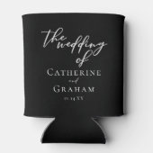 Chic Black Wedding gepersonaliseerde typografie Blikjeskoeler (Achterkant)