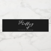 Chic Black Wedding gepersonaliseerde typografie Waterfles Etiket (Enkel label)