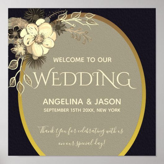 Chic Black Welcome Wedding Poster (Voorkant)