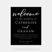 Chic Black Welkom bij onze bruiloft minimalist Acryl Bord (Voorkant)