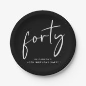 Chic Black White 40ste verjaardagsfeestje Papieren Bordje (Voorkant)