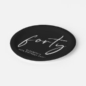 Chic Black White 40ste verjaardagsfeestje Papieren Bordje (Gekanteld)