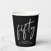 Chic Black White 50ste verjaardagsfeestje Papieren Bekers (Achterkant)