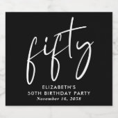 Chic Black White 50ste verjaardagsfeestje Sparkling Wijnetiket (Enkel label)