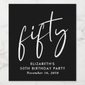 Chic Black White 50ste verjaardagsfeestje Wijn Etiket (Enkel label)