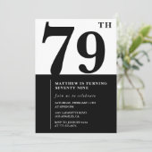 Chic Black & White 79ste verjaardag Kaart (Staand voorkant)