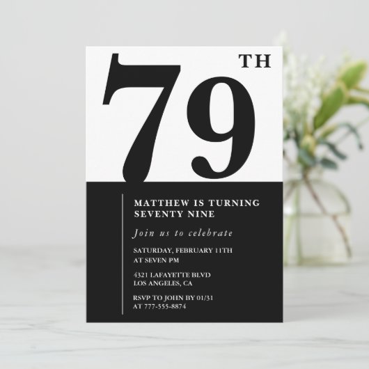 Chic Black & White 79ste verjaardag Kaart (Staand voorkant)