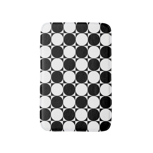 Chic Black White - Abstracte cirkels vierkant patr Badmat (Voorkant Verticaal)