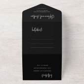 Chic Black & White All in One Wedding Invitation Uitnodiging (Buitenkant)