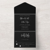 Chic Black & White All in One Wedding Invitation Uitnodiging (Binnen)