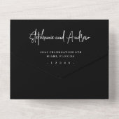 Chic Black & White All in One Wedding Invitation Uitnodiging (Achterkant)
