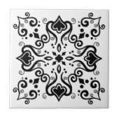 Chic Black White Azulejo Style Pattern A01b Tegeltje (Voorkant)