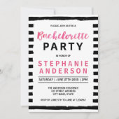 Chic Black & White Bachelorette Party Invitation Kaart (Voorkant)