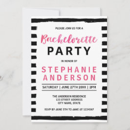 Chic Black & White Bachelorette Party Invitation Kaart