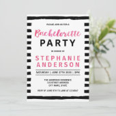 Chic Black & White Bachelorette Party Invitation Kaart (Staand voorkant)
