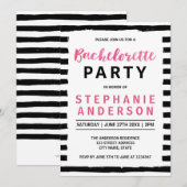 Chic Black & White Bachelorette Party Invitation Kaart (Voorkant / Achterkant)