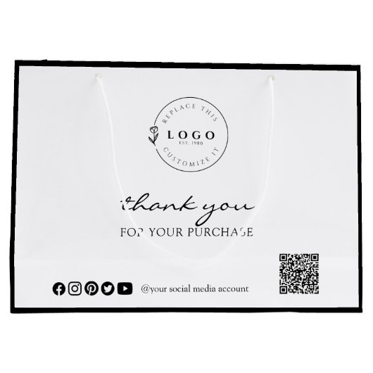 Chic Black & White Bedankt voor uw aankoop Groot Cadeauzakje (Achterkant)