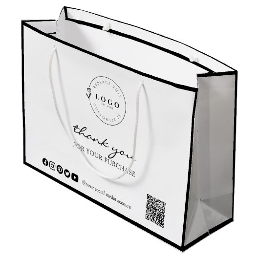 Chic Black & White Bedankt voor uw aankoop Groot Cadeauzakje (Achterkant Gekanteld)