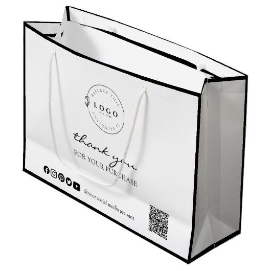 Chic Black & White Bedankt voor uw aankoop Groot Cadeauzakje (Voorkant Gekanteld)