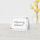 Chic Black & White Bow Getrokken Bruidsmeisje Voor Kaart (Gele Bloem)