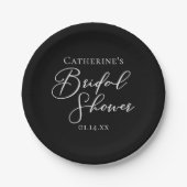Chic Black White Bridal Shower Personalized Papieren Bordje (Voorkant)