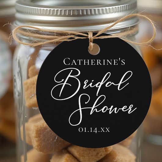 Chic Black White Bridal Shower Personalized Party Bedankjes Labels