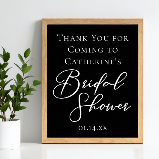 Chic Black White Bridal Shower Personalized Poster