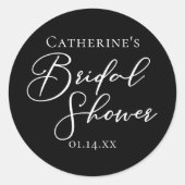 Chic Black White Bridal Shower Personalized Ronde Sticker (Voorkant)