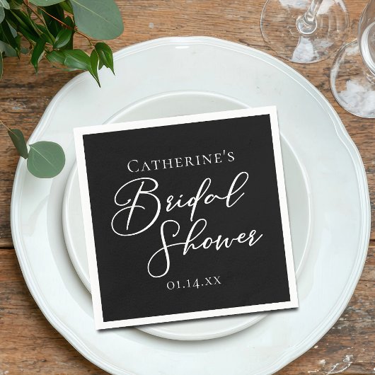 Chic Black White Bridal Shower Personalized Servet