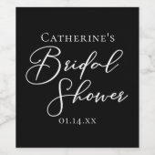 Chic Black White Bridal Shower Personalized Wijn Etiket (Enkel label)